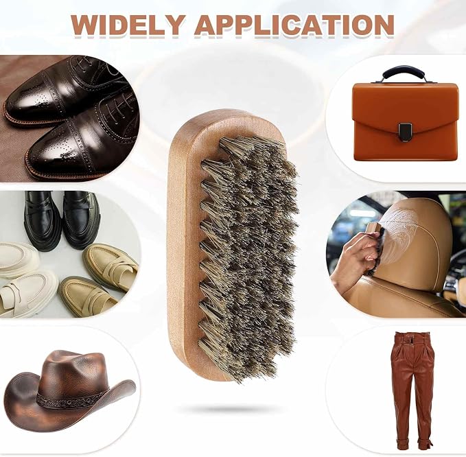 HARFINGTON Shoe Cleaning Brush 4"x1" Maple Wood Pig Bristle Boot Polish Brushes - Image 7