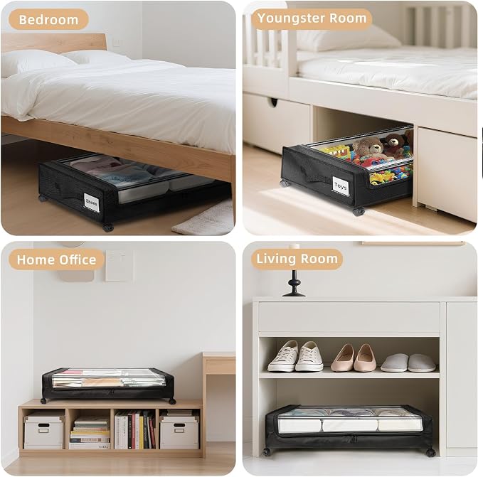 Under Bed Storage with Wheels 2-Pack,Under Bed Storage Containers XXL,Underbed - Image 7