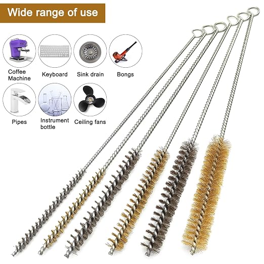 12 Pcs Brass Wire Brush Stainless Steel Wire Brush Set, Round Metal Cleaning - Image 7