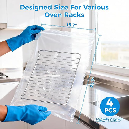 4 Pack Oven Grill Cleaning Bags(15.7''X23.7'', Heavy Duty Oven Rack Cleaner Bags - Image 2