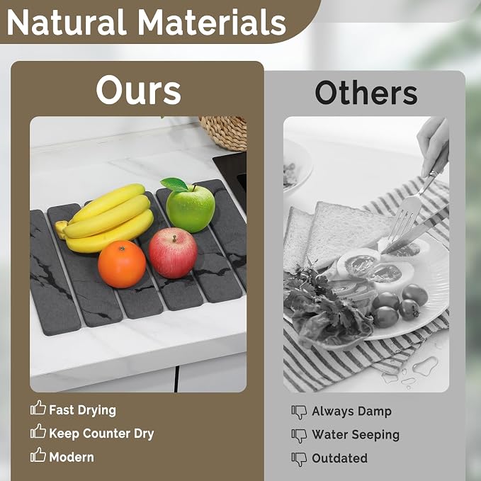 Large Stone Dish Drying Mat for Kitchen Counter, Foldable Water Absorbing - Image 7