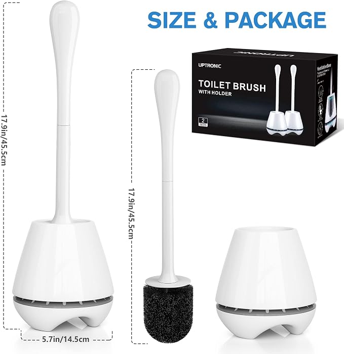 uptronic Toilet Brush and Holder 2 Pack, Toilet Brush - Image 7