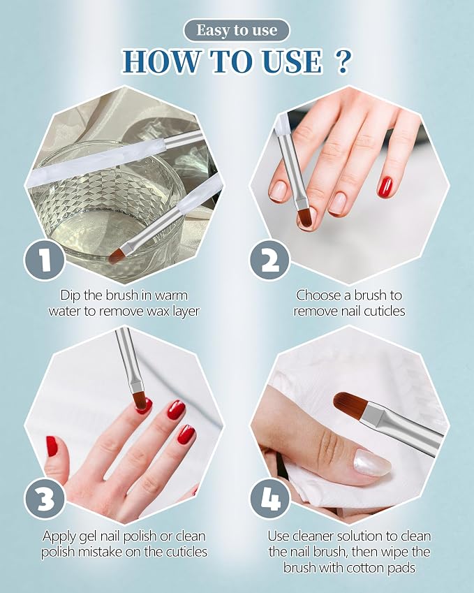 3PCS Nail Polish Clean Up Brush, Round&Falt&Angled Acetone Resistant Nail Brush - Image 7