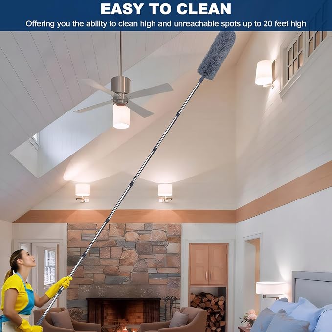 20+ Ft High Reach Ceiling Fan Duster &Microfiber Feather Brush Duster - Image 6