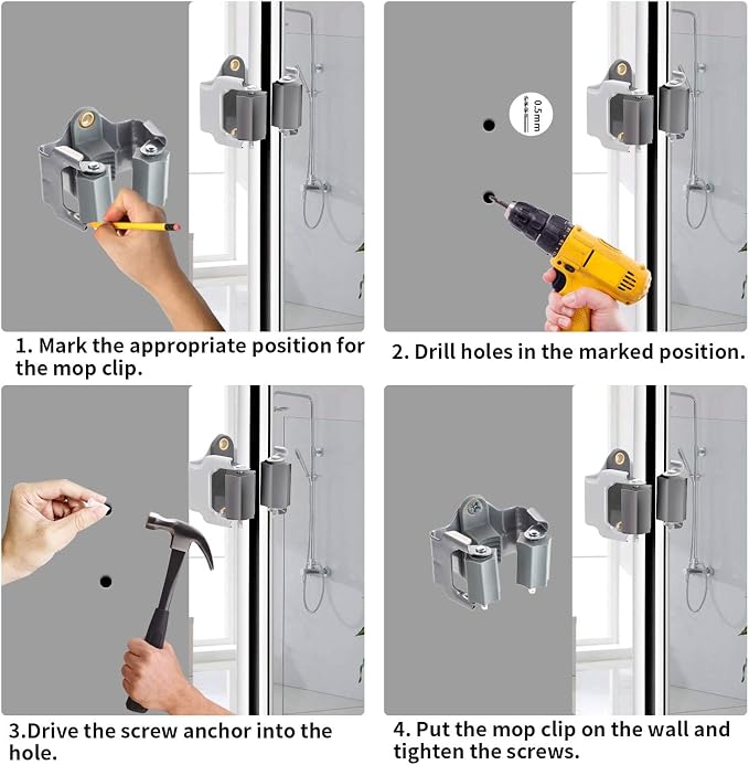 3-H Mop and Broom Holder Big Size Hanging 1 KG Extra, 10 Pack Broom Hanger Wall - Image 8