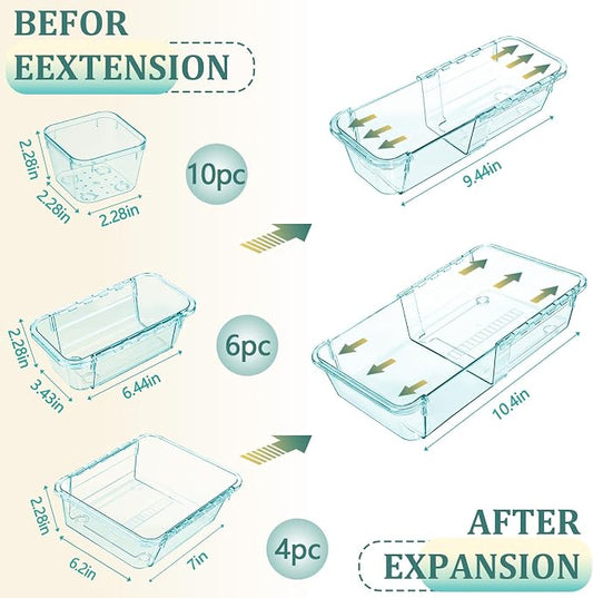 20 Pcs Clear Drawer Organizer, Adjustable Drawer Storage Box, 3-Size Desk - Image 2