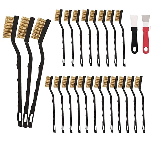 Mini Wire Brush Pure Brass Copper Wire Brush Set, Curved Handle Masonry Brush by Unknown