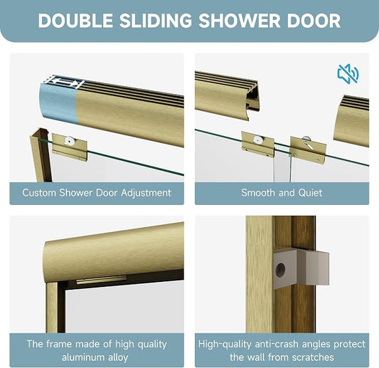 Shower Door 44-48 in. W x 72 in. H, UCALAFEE Semi-Frameless Double Sliding - Image 2
