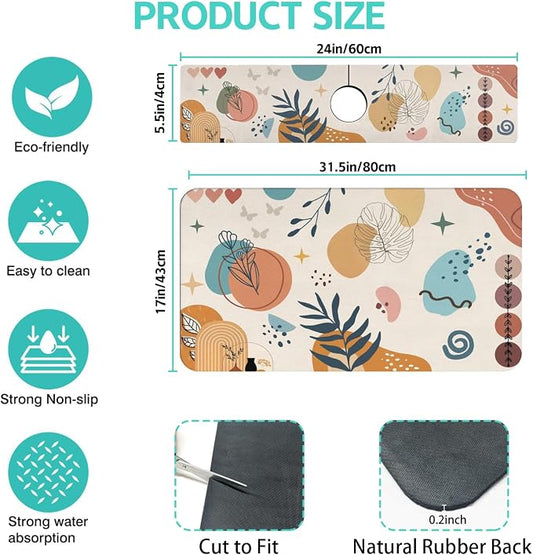 Dish Drying Mat for Kitchen Counter Matt, Super Absorbent Non-slip Rubber Backed - Image 2