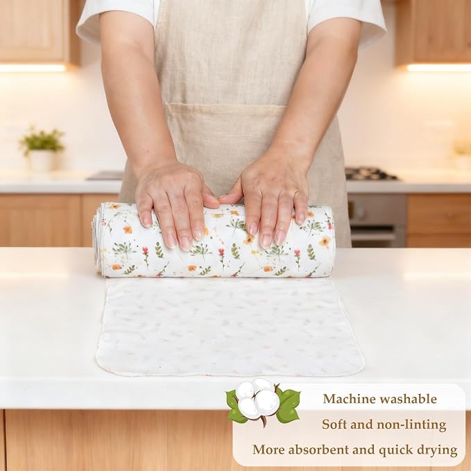 25 Pack Reusable Tissue Paperless Towel Roll Washable Cotton - Image 7