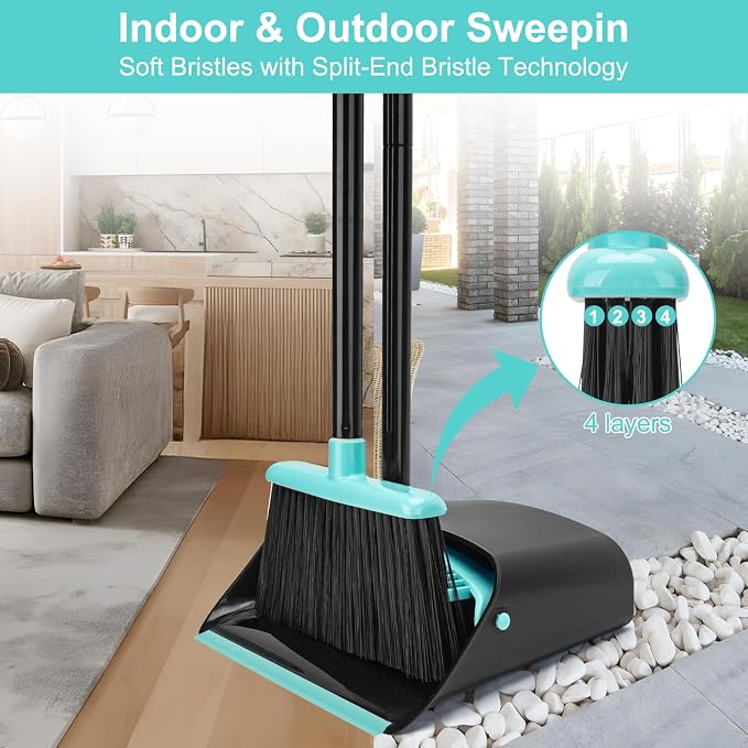 Upgrade Broom and Dustpan Combo Set, Extendable 52" Long Handle Broom - Image 7