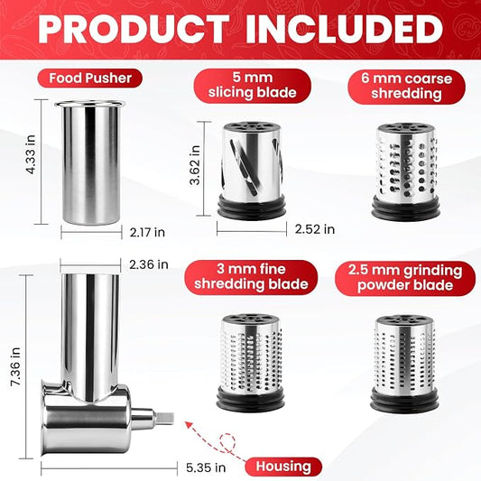 KITOART Stainless Steel Slicer Shredder & Cheese Grater Attachment - Image 2