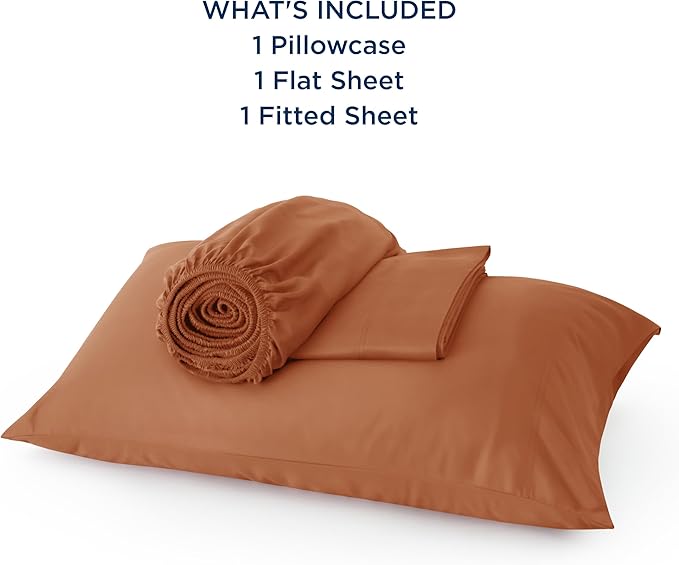 Bedsure Cooling Sheets Twin XL, Rayon Derived from Bamboo, Breathable & Soft Twin XL Sheet Sets, Deep Pocket Up to 16 Inches, Hotel Luxury Silky Dorm Bedding for Hot Sleepers, Burnt Orange