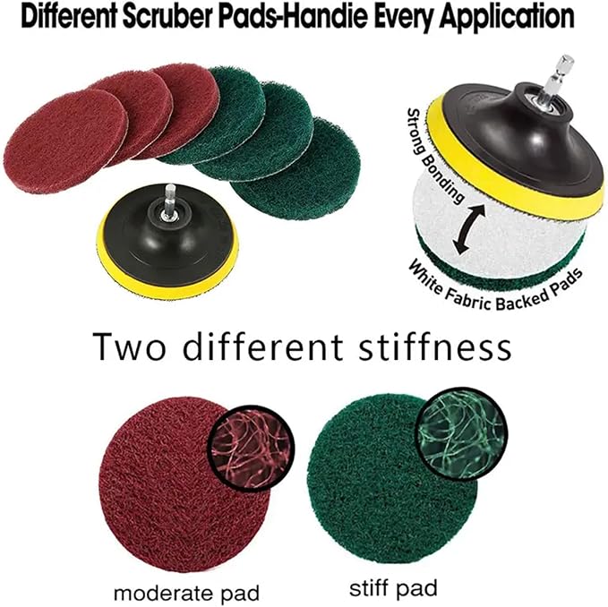 4 Inch Drill Powered Brush Tile Scrubber Scouring Pads, 6 Scrubbing Pads - Image 9