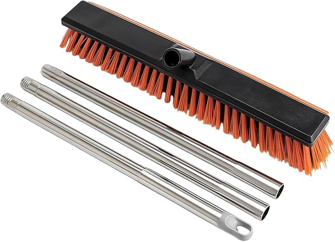 19" Outdoor Broom with 58" Long Handle & Rubber Squeegee, Push Broom - Image 7