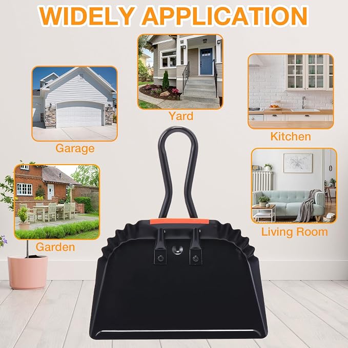 Mumufy 4 Pack Industrial Metal Dustpan 12" Heavy Duty Dust Pan - Image 6