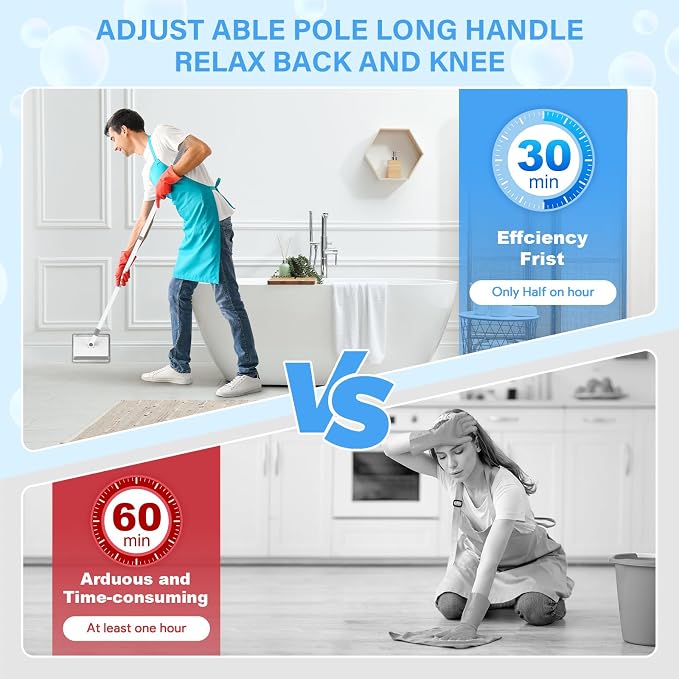 Baseboard Cleaner Tool with Handle, DELUX Baseboard Cleaner with Extendable - Image 9