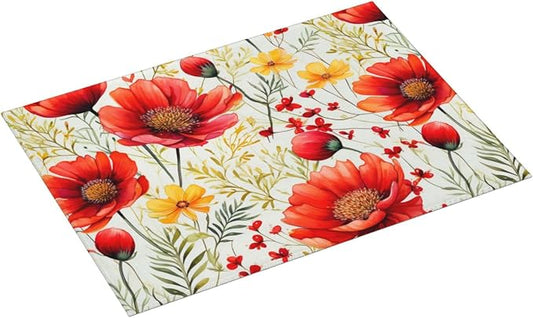 Watercolor Poppy Flower Dish Drying Mat - Image 2