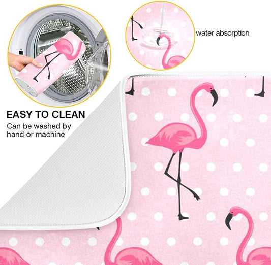 Tarity Cute Pink Flamingo Dish Drying Mat - Image 2
