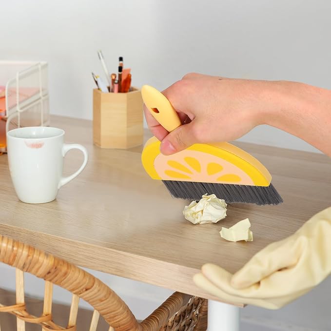 VOSAREA Small Dustpan and Brush Set, Lemon Mini Dustpan and Brush Whisk Broom - Image 9