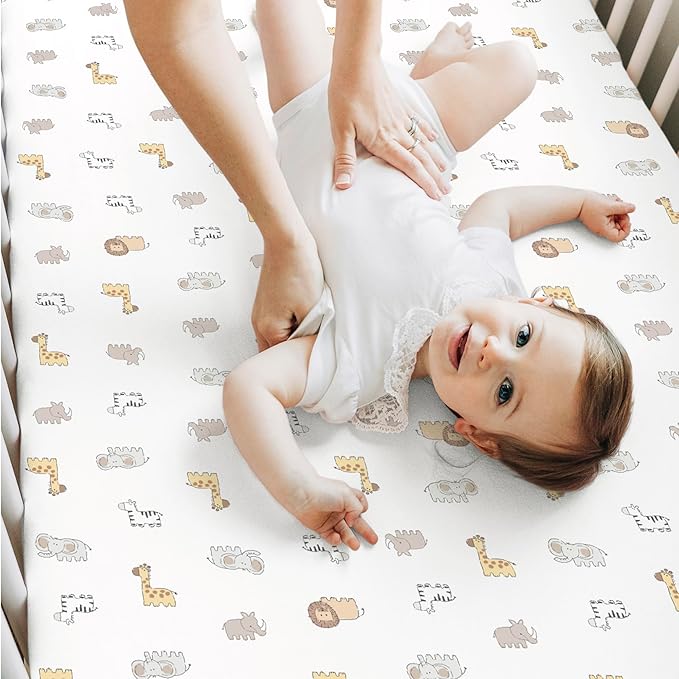 KeaBabies 2-Pack Baby Crib Sheets for Boys, Girls - 52x28 Viscose Derived from Bamboo Toddler Bed Sheets Neutral, Fitted Crib Mattress Cover for Standard Baby Bedding, Soft & Cozy (KeaSafari)