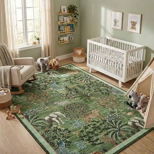 GarveeHome Jungle Animal Print Rug 5x7 Washable Area Rugs - Image 2