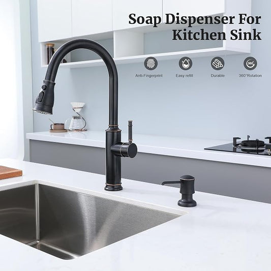 Soap Dispenser for Kitchen Sink, Built-in and Refill-from-Top Design - Image 2