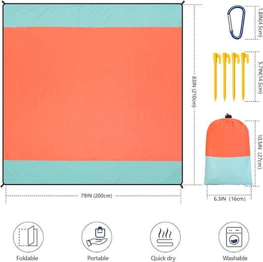 HIHOHO Beach Blanket Waterproof Sandproof Extra Large Beach Mat 79" X - Image 2