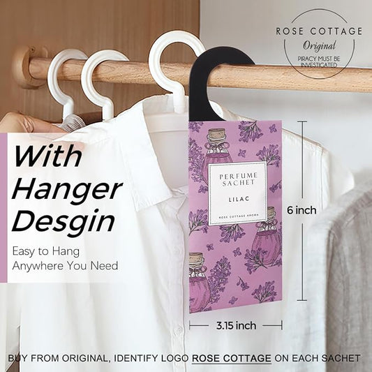 ROSE COTTAGE Large 12 Packs Lilac Hanging Closet Air Freshener Scented Sachets - Image 2