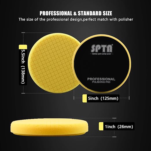Yellow Medium Cut Pad, Buffing Polishing Pads, SPTA 1Pc 5.5 Inch Face - Image 2