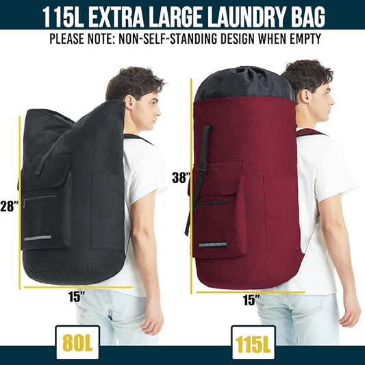 Laundry Bag With 4 Pockets,Laundry Bag With Shoulder Straps,Sturdy Laundry - Image 2