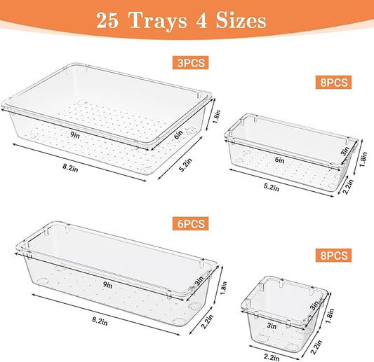 25 PCS Plastic Drawer Organizer Set, 4-Size Versatile Organizer Trays & storage - Image 2