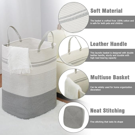 danpinera 100L Nursery Hamper, Tall Woven Laundry Basket - Image 2