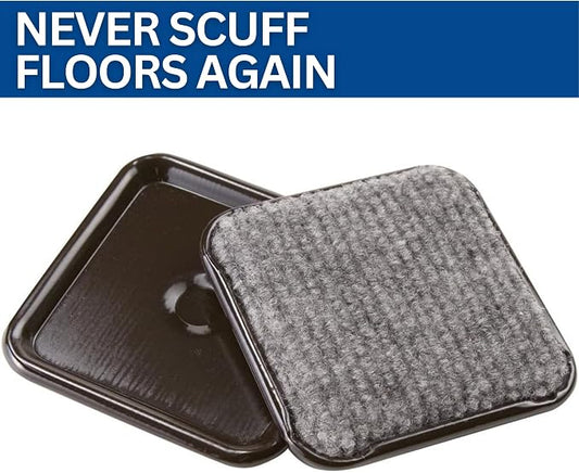 SoftTouch 2 1/2" Square Reusable Carpet Bottom Furniture Caster Cups to Protect - Image 2