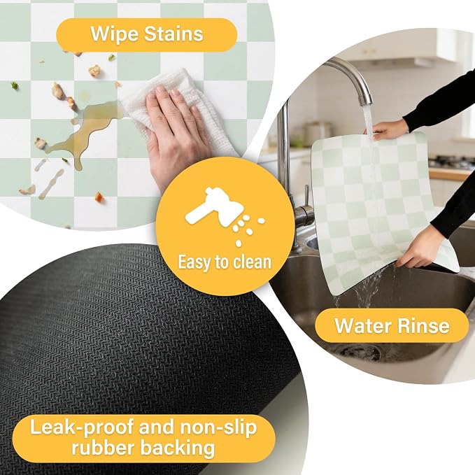Checkered Dish Drying Mat (Green,24" x 16") - Image 7