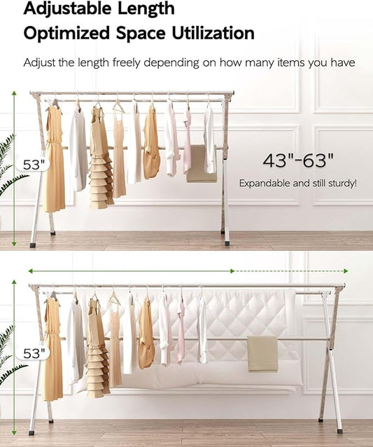 Clothes Drying Rack 63 Inches Folding Indoor Outdoor, Drying Rack Clothing - Image 2