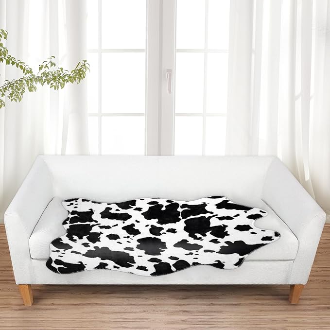 MACEVIA Faux Cowhide Rug, Cute Cow Print Rugs Animal Area Carpet Western Decor - Image 7