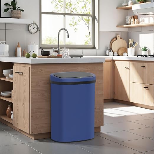 BestOffice 13‑Gallon Automatic Sensor Trash Can, Deep Blue – 50 L Touchless - Image 2