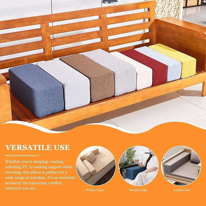 Couch Arm Rest Pillow, Linen Armrest Cushion, High Density Foam Armrest Cushion, Removable & Washable Rectangular Headboard Elbow Support for Armchair Sofa Bed,Blue-2pcs,7.9x7.9x19.7