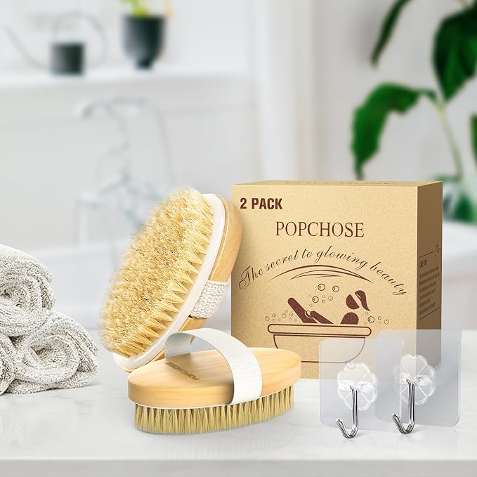 POPCHOSE Dry Brushing Body Brush, Natural Bristle Dry Skin Exfoliating Brush - Image 7