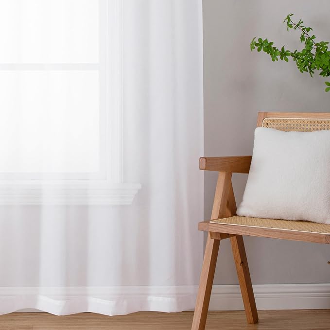 Chyhomenyc Extra Long White Sheer Curtains 144 inch 2 Panels, Translucent - Image 9