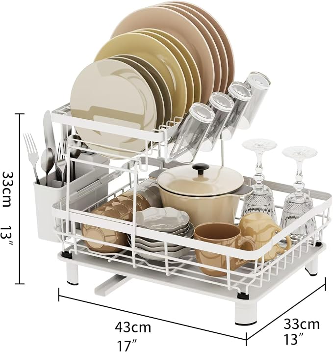 Dish Drying Rack, Space Saving & Durable, Rust-Proof Large 2 Tier Stainless - Image 7