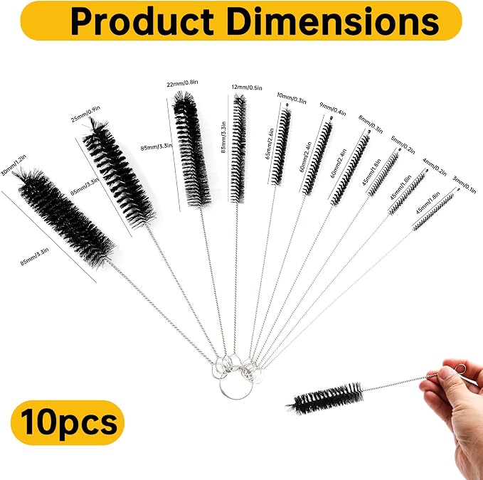 10-Pack Straw Cleaner Brush Set, 8.3" Long Nylon Tube Brushes - Image 7