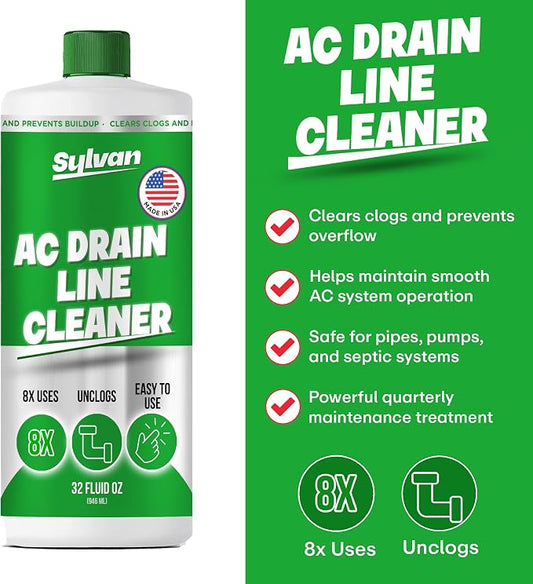 Sylvan AC Drain Line Cleaner | Free XXL Drain Brush | 32 Oz | 12 Month Supply | - Image 2