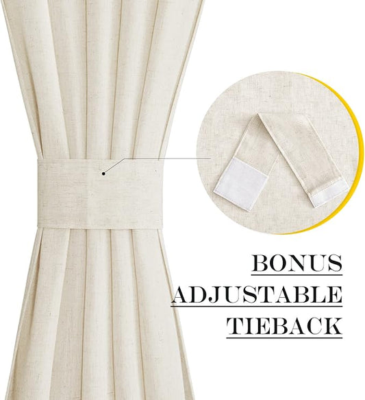NICETOWN Natural Door Curtain for French Door, Thick Linen Blended Light - Image 2