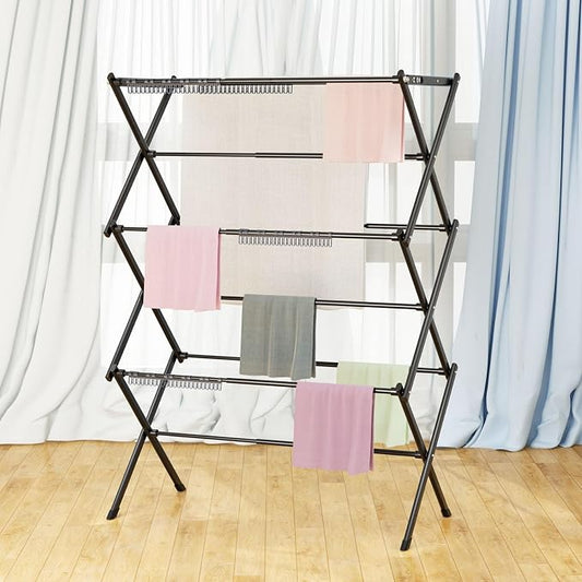 3 Tier Clothes Drying Rack, Foldable & Portable Clothing Drying Rack, - Image 2