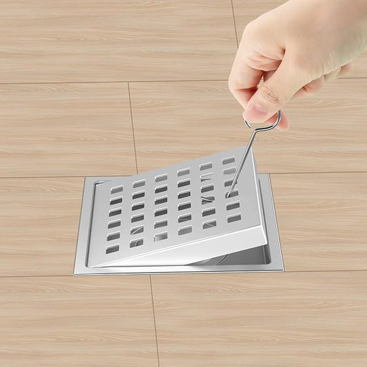 6 Inch Square Shower Floor Drain Brushed Stainless Steel Drain Kit - Image 2