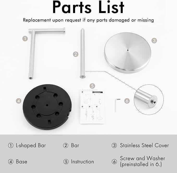 KES Toilet Paper Holder Stand SUS 304 Stainless Steel Rustproof Pedestal - Image 9