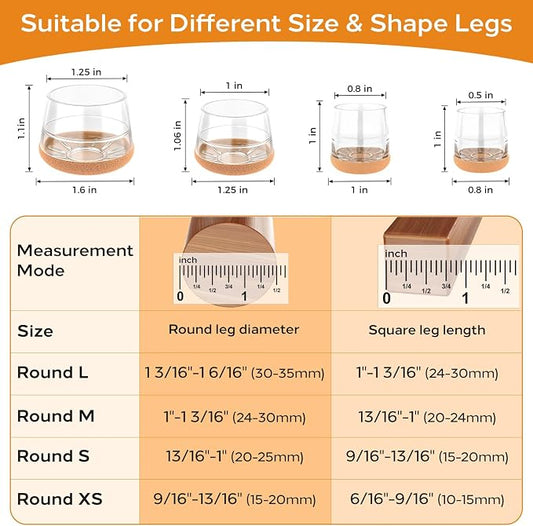 24 PCS Silicone Chair Leg Floor Protectors Small Rubber Felt Furniture Pads - Image 2