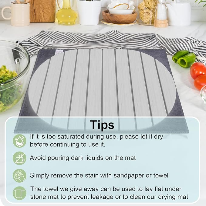 Stone Dish Drying Mat for Kitchen Counter, Versatile Stone Drying Mats for Cups - Image 7